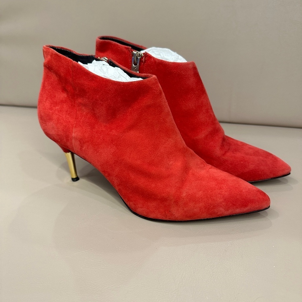 Brian Atwood Mcalester Red Suede Ankle Boots - Picture 7 of 9